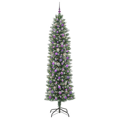 Künstlicher schlanker Weihnachtsbaum Grün und Weiß 240 cm