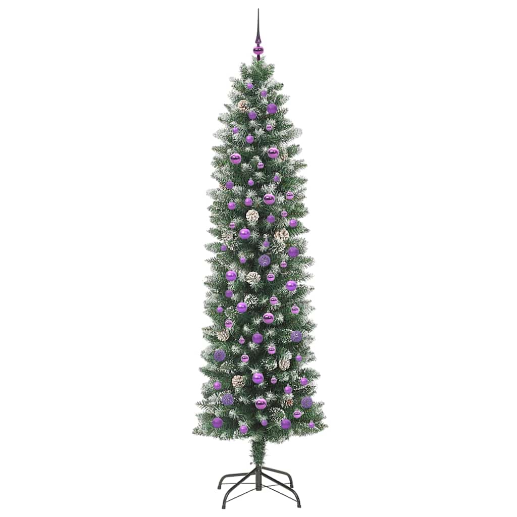 Künstlicher schlanker Weihnachtsbaum Grün und Weiß 240 cm