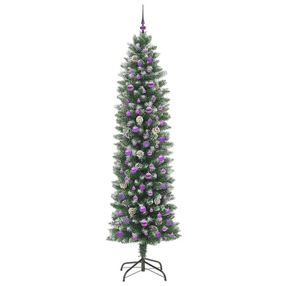 Künstlicher schlanker Weihnachtsbaum Grün und Weiß 240 cm