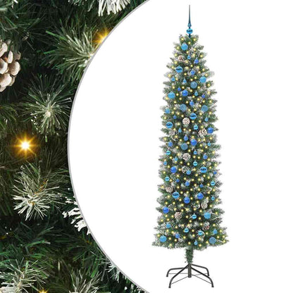 Künstlicher schlanker Weihnachtsbaum Grün und Weiß 240 cm