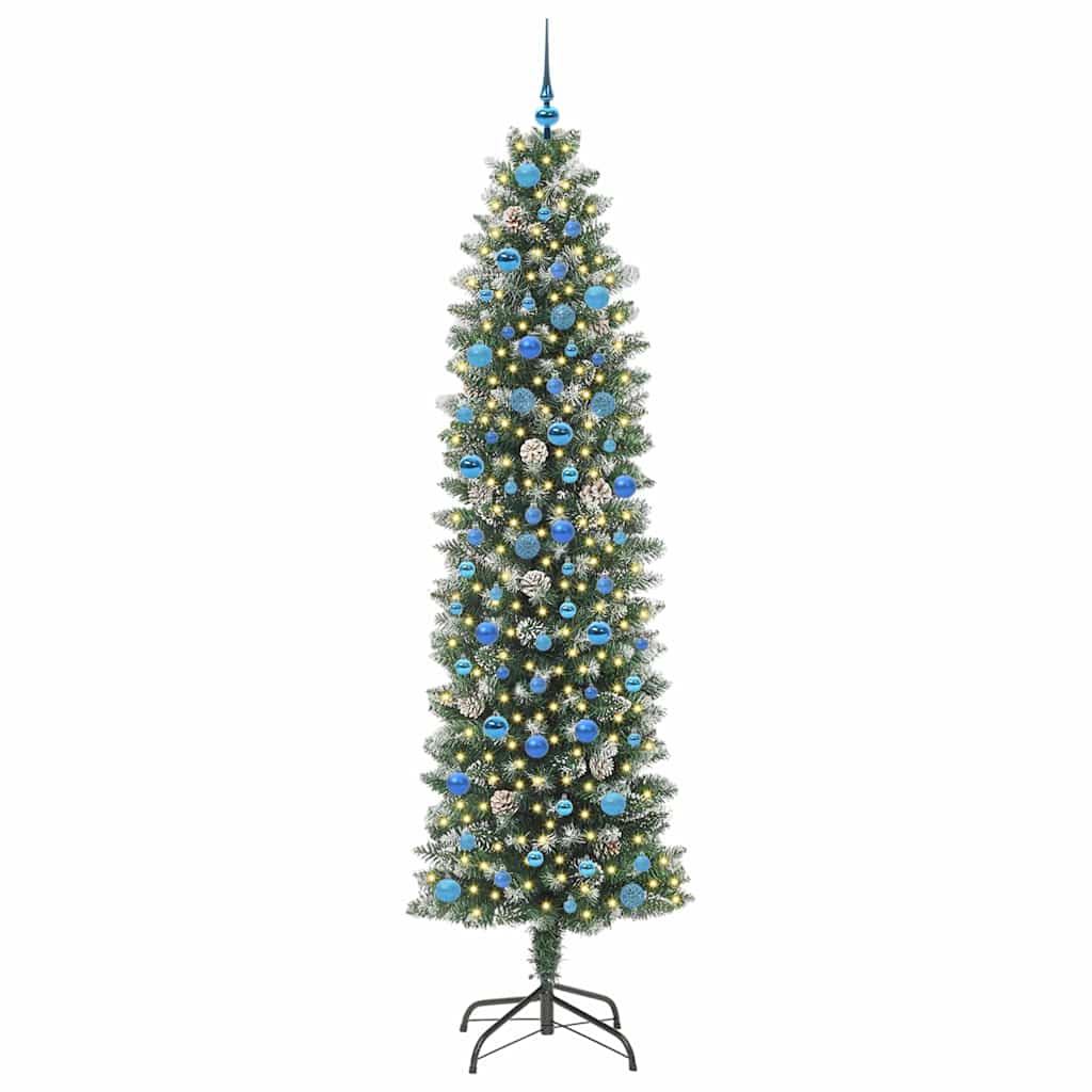 Künstlicher schlanker Weihnachtsbaum Grün und Weiß 240 cm