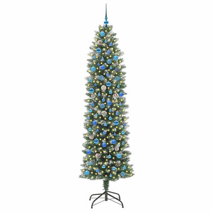 Künstlicher schlanker Weihnachtsbaum Grün und Weiß 240 cm