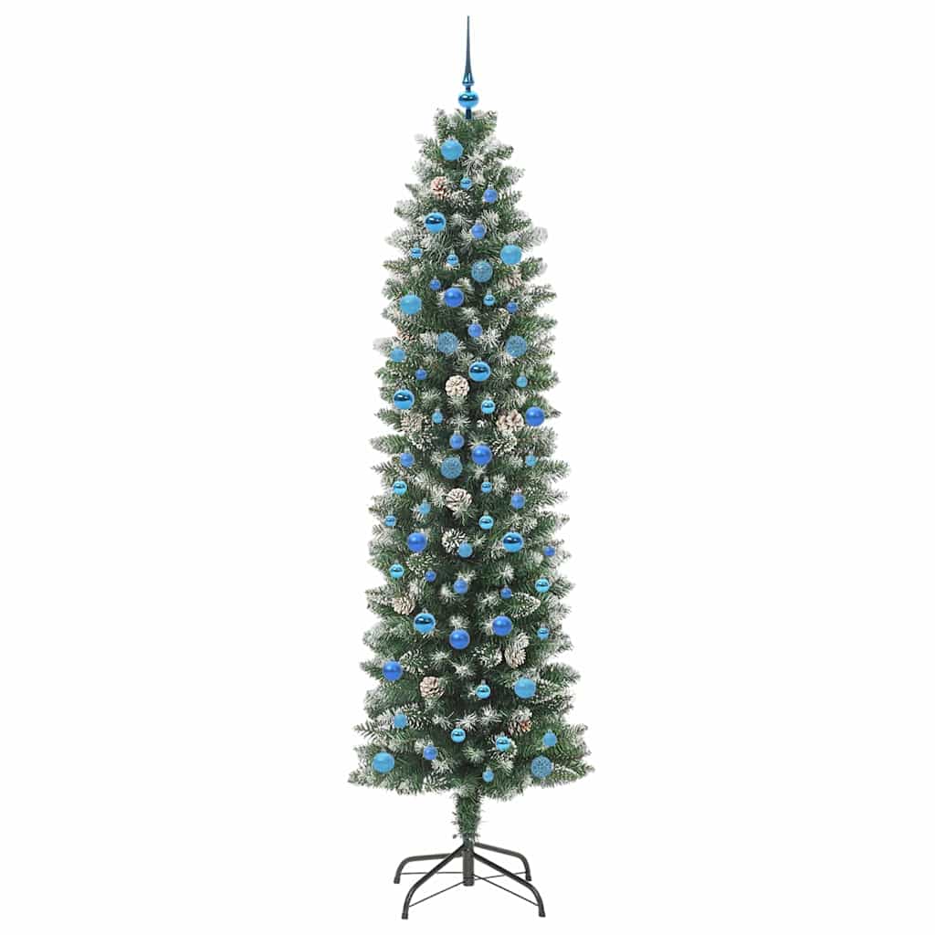 Künstlicher schlanker Weihnachtsbaum Grün und Weiß 240 cm