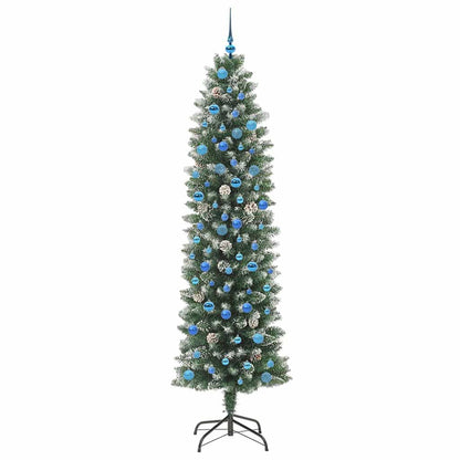 Künstlicher schlanker Weihnachtsbaum Grün und Weiß 240 cm