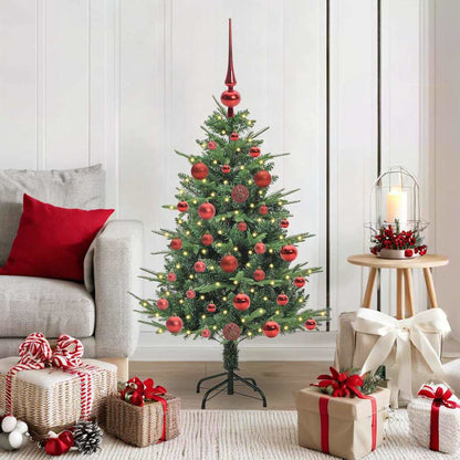 Künstlicher vorbeleuchteter Weihnachtsbaum mit Kugelset Grün