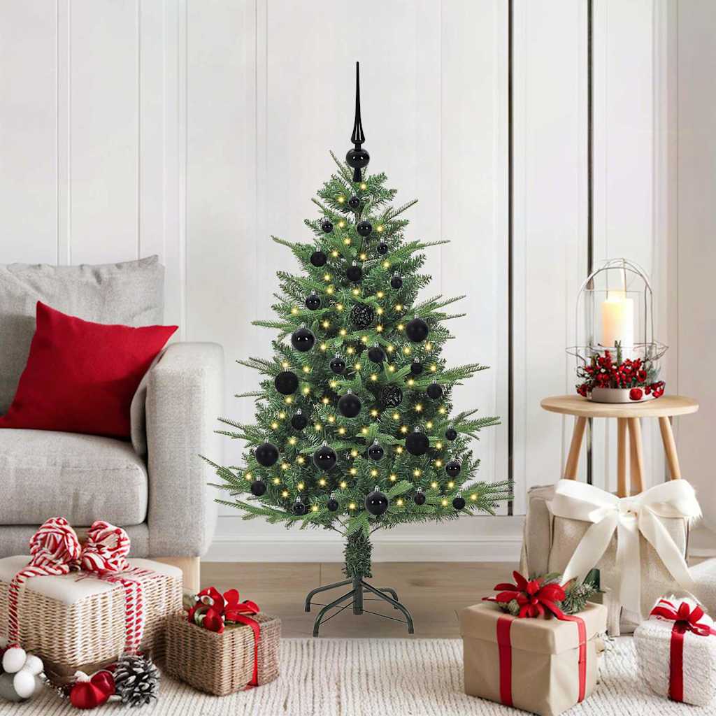 Künstlicher vorbeleuchteter Weihnachtsbaum mit Kugelset Grün