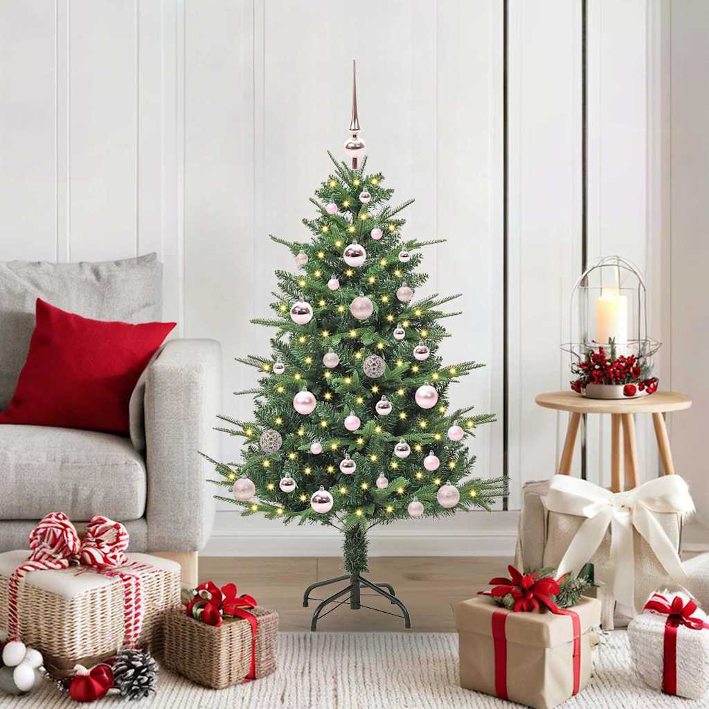 Künstlicher vorbeleuchteter Weihnachtsbaum mit Kugelset Grün