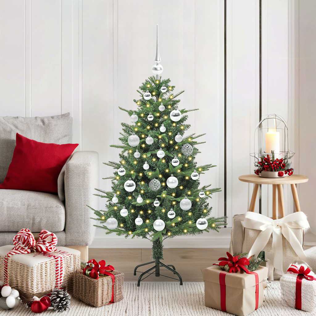 Künstlicher vorbeleuchteter Weihnachtsbaum mit Kugelset Grün