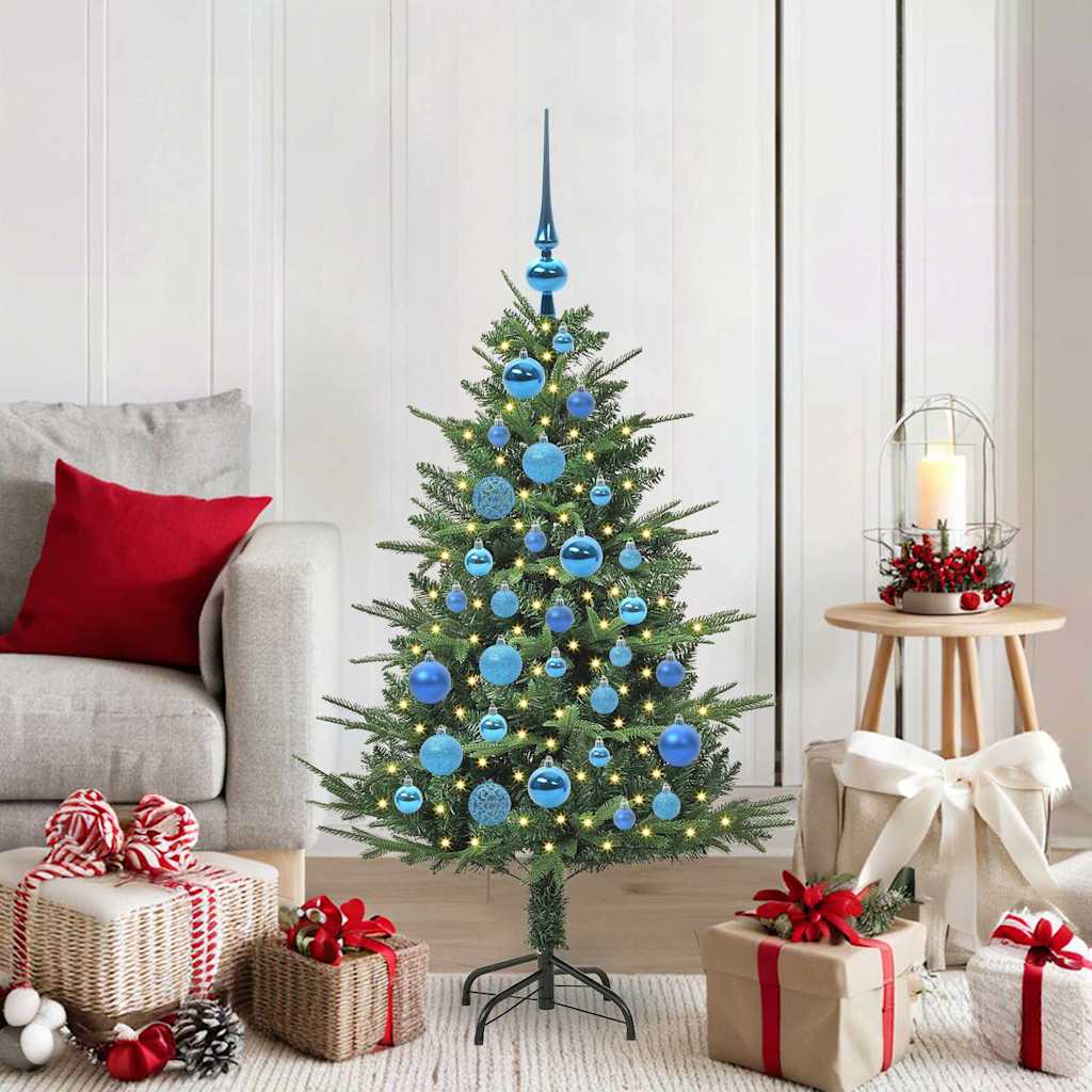 Künstlicher vorbeleuchteter Weihnachtsbaum mit Kugelset Grün
