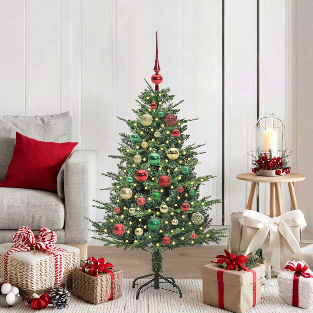 Künstlicher vorbeleuchteter Weihnachtsbaum mit Kugelset Grün