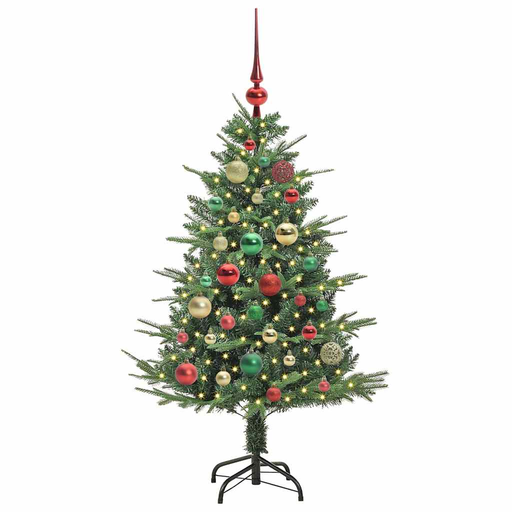 Künstlicher vorbeleuchteter Weihnachtsbaum mit Kugelset Grün
