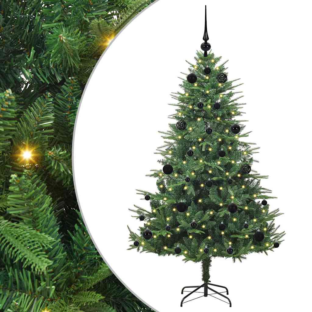 Künstlicher vorbeleuchteter Weihnachtsbaum mit Kugelset Grün