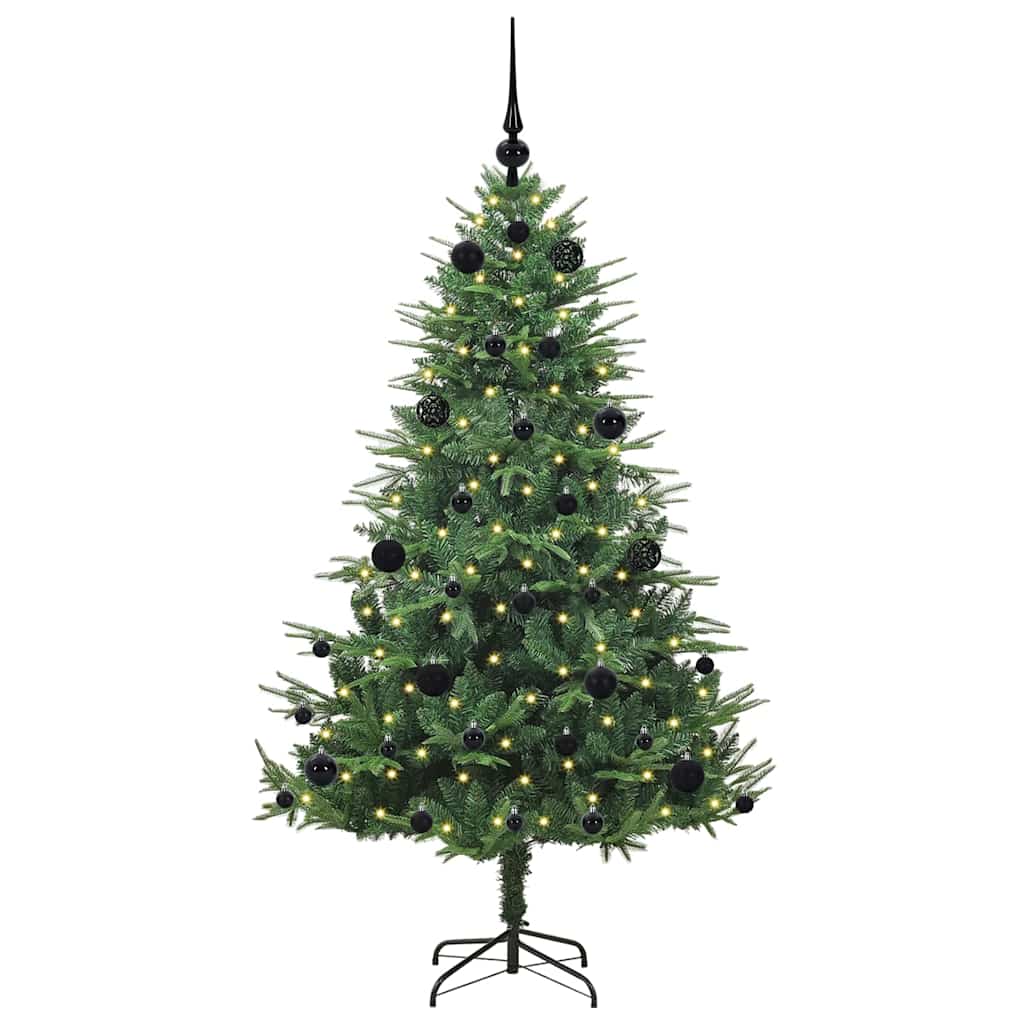 Künstlicher vorbeleuchteter Weihnachtsbaum mit Kugelset Grün