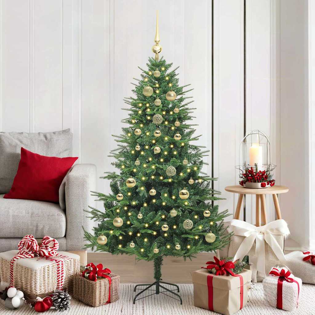 Künstlicher vorbeleuchteter Weihnachtsbaum mit Kugelset Grün