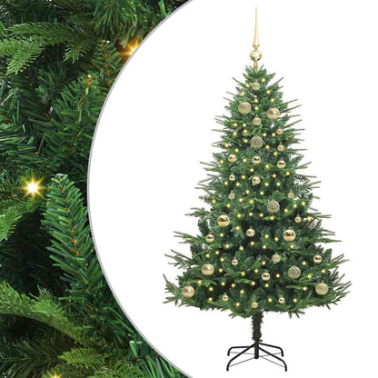 Künstlicher vorbeleuchteter Weihnachtsbaum mit Kugelset Grün