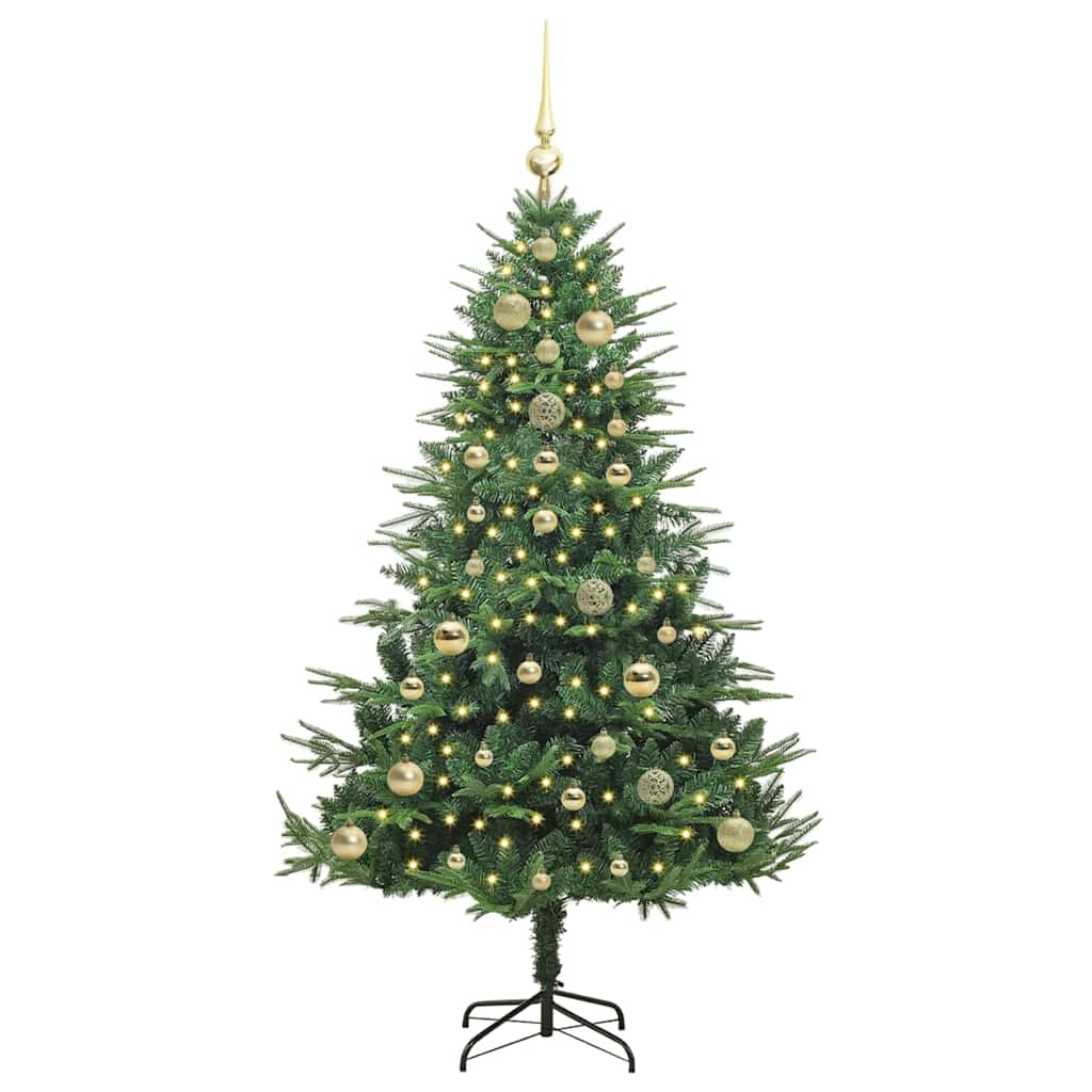 Künstlicher vorbeleuchteter Weihnachtsbaum mit Kugelset Grün
