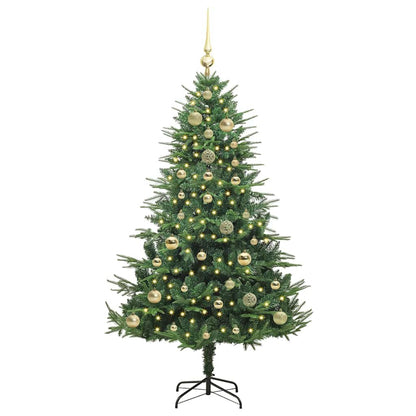 Künstlicher vorbeleuchteter Weihnachtsbaum mit Kugelset Grün