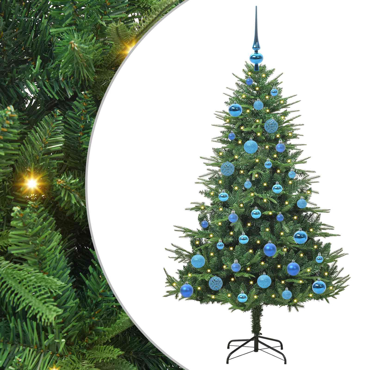 Künstlicher vorbeleuchteter Weihnachtsbaum mit Kugelset Grün