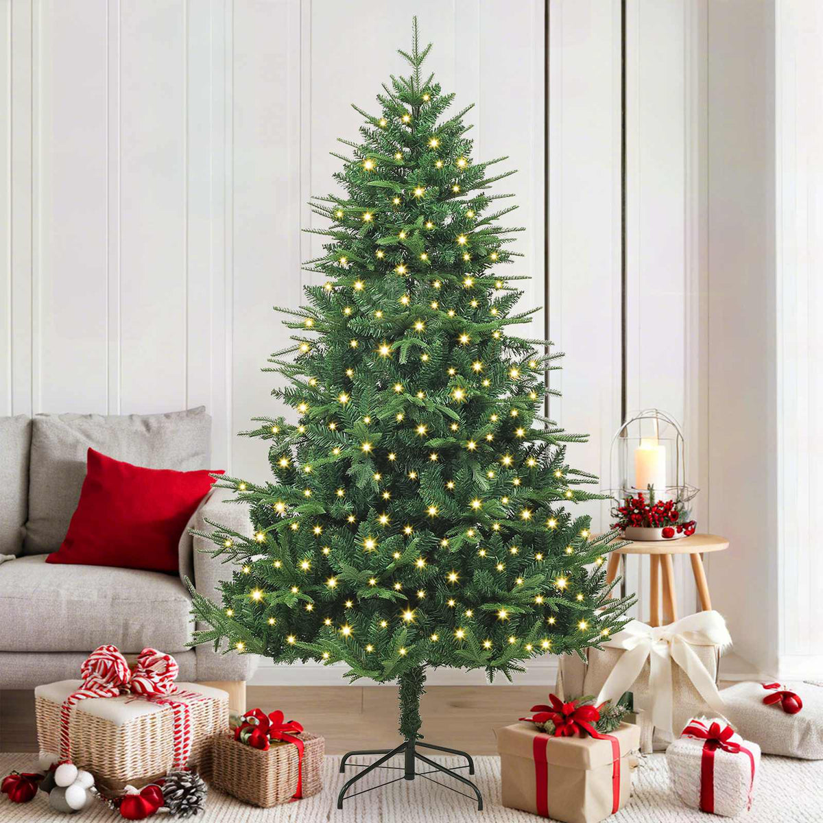Künstlicher vorbeleuchteter Weihnachtsbaum 300 LEDs Warmes Weiß