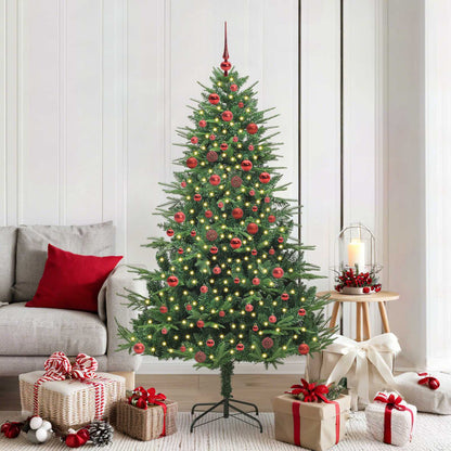 Künstlicher vorbeleuchteter Weihnachtsbaum mit Kugelset Grün