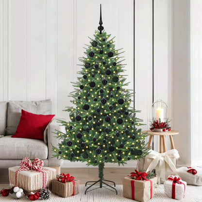 Künstlicher vorbeleuchteter Weihnachtsbaum mit Kugelset Grün