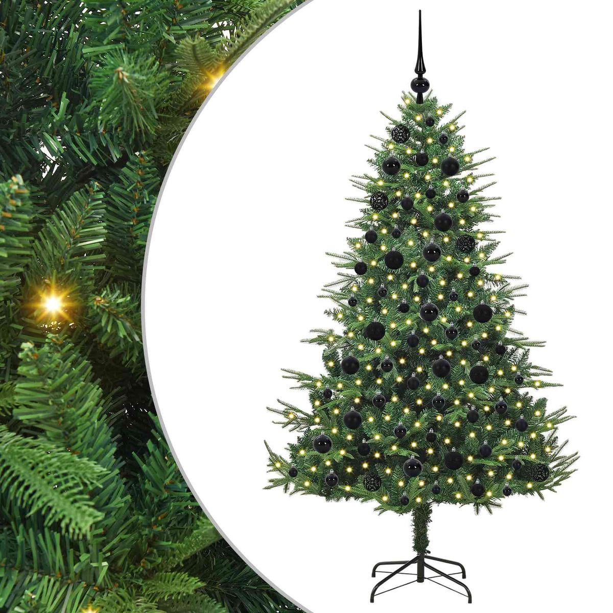 Künstlicher vorbeleuchteter Weihnachtsbaum mit Kugelset Grün