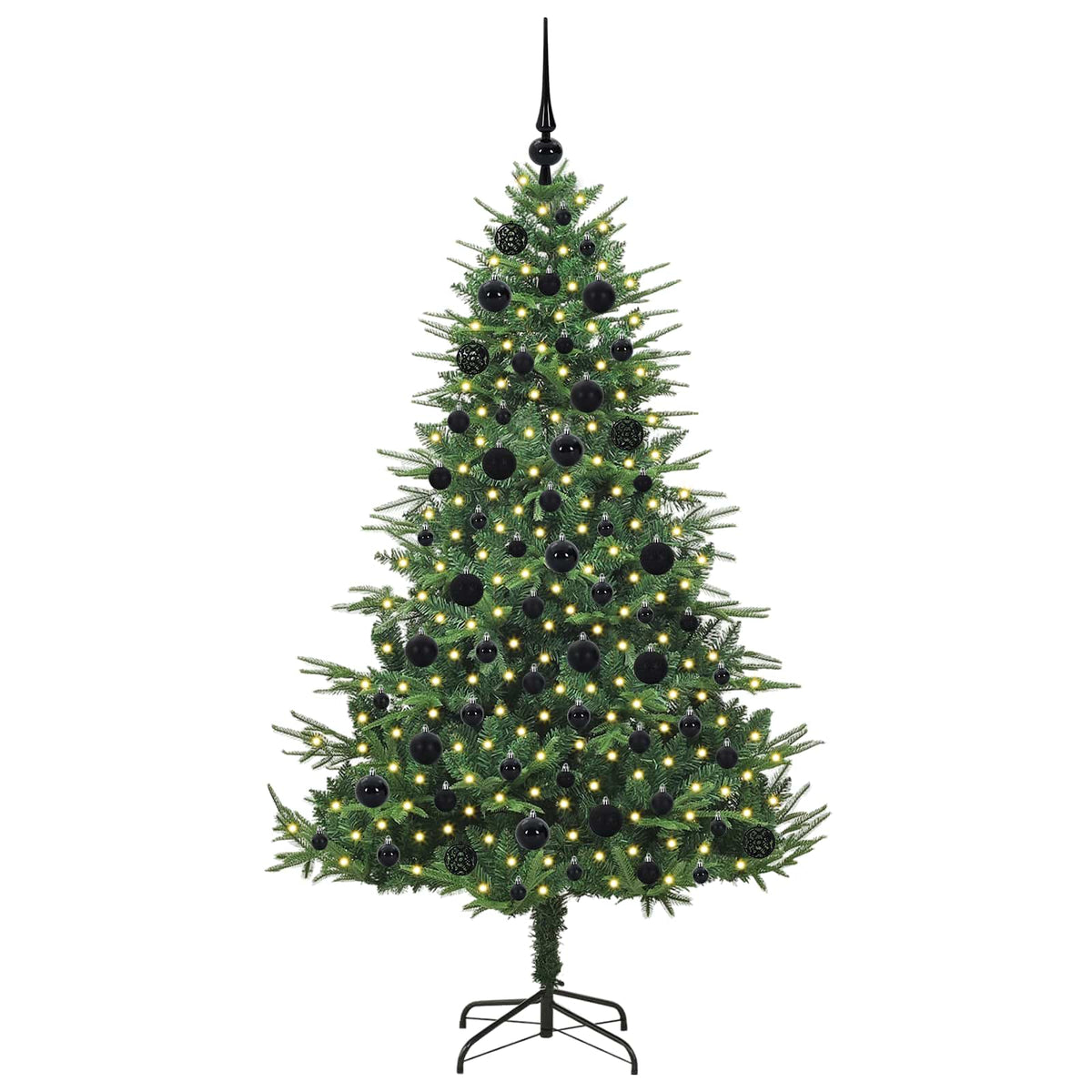 Künstlicher vorbeleuchteter Weihnachtsbaum mit Kugelset Grün