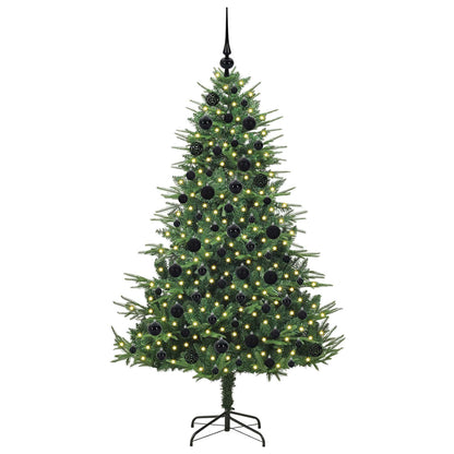 Künstlicher vorbeleuchteter Weihnachtsbaum mit Kugelset Grün
