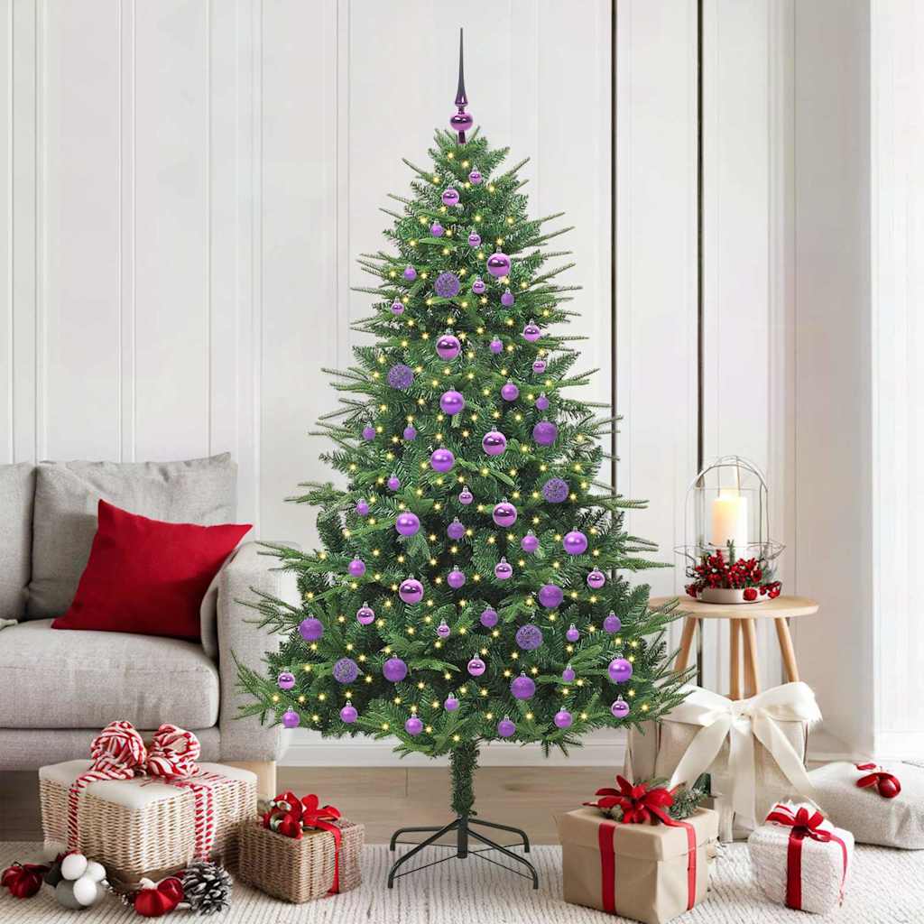 Künstlicher vorbeleuchteter Weihnachtsbaum mit Kugelset Grün