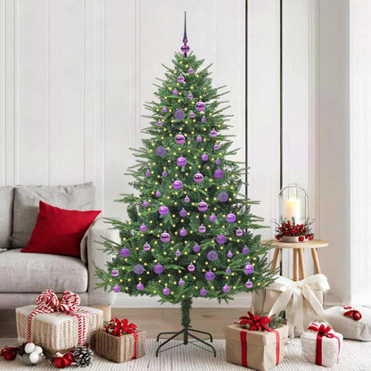 Künstlicher vorbeleuchteter Weihnachtsbaum mit Kugelset Grün