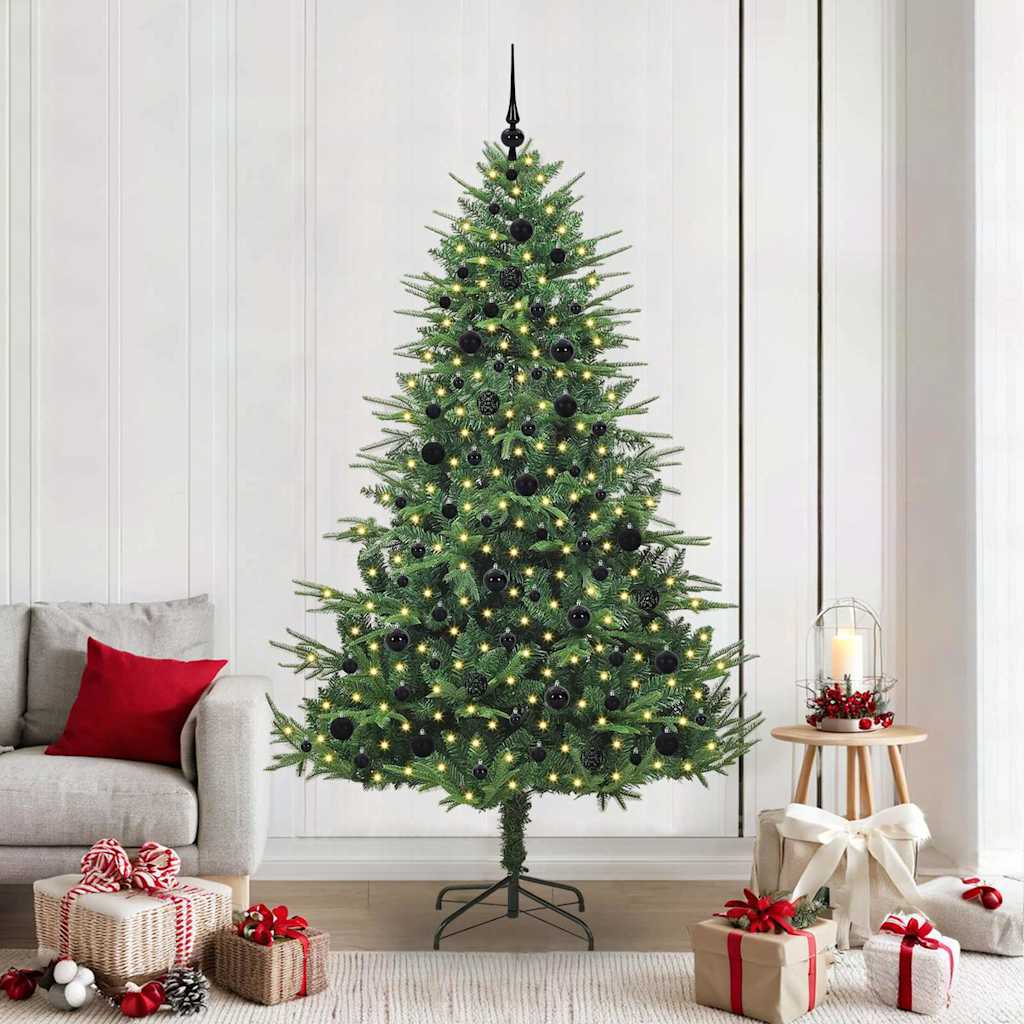 Künstlicher vorbeleuchteter Weihnachtsbaum mit Kugelset Grün