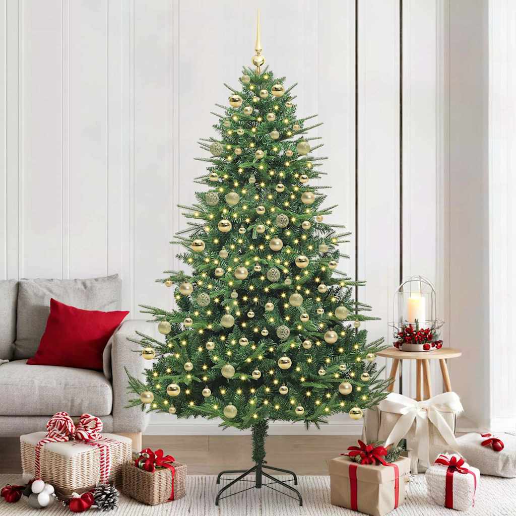 Künstlicher vorbeleuchteter Weihnachtsbaum mit Kugelset Grün
