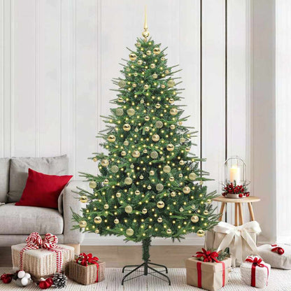 Künstlicher vorbeleuchteter Weihnachtsbaum mit Kugelset Grün