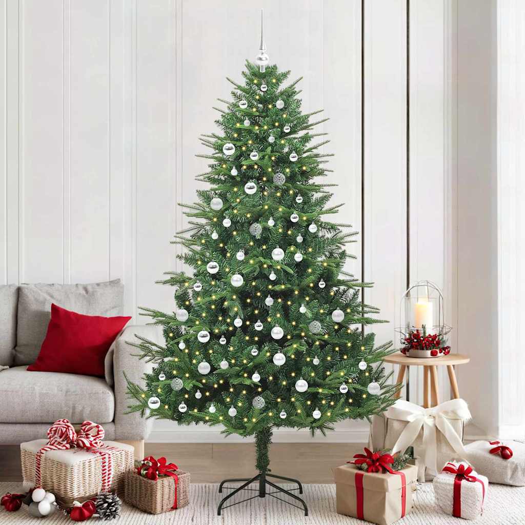 Künstlicher vorbeleuchteter Weihnachtsbaum mit Kugelset Grün