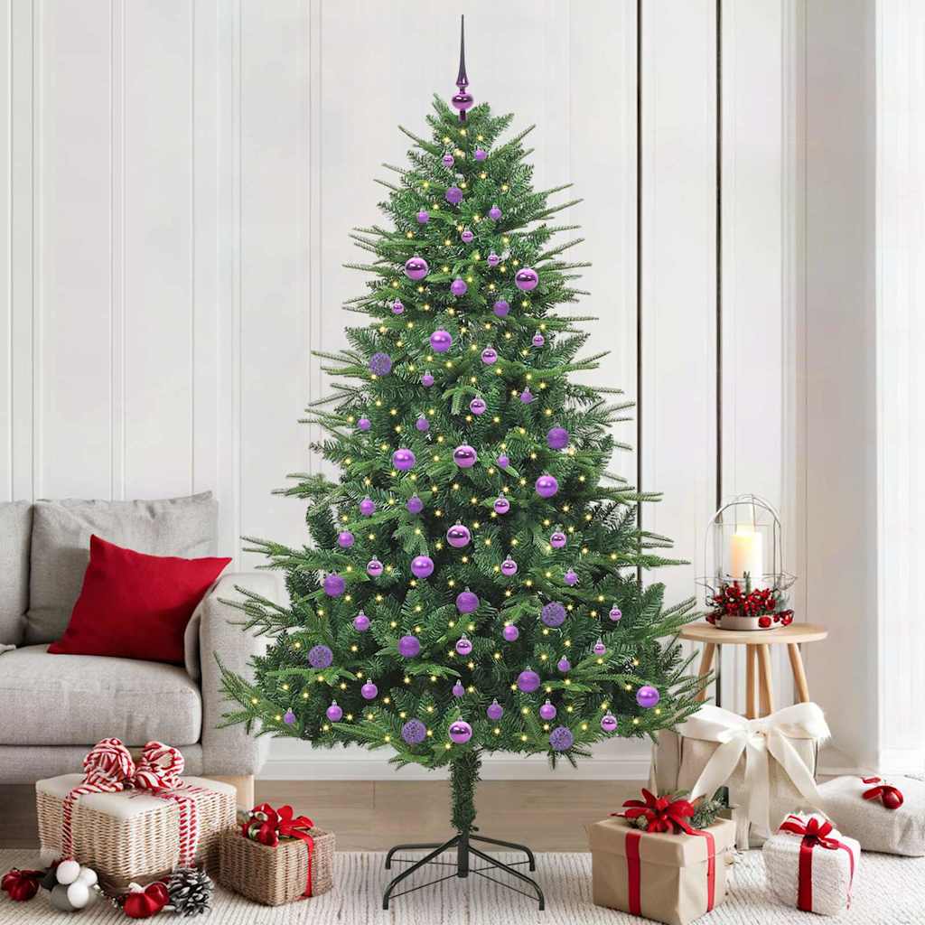 Künstlicher vorbeleuchteter Weihnachtsbaum mit Kugelset Grün