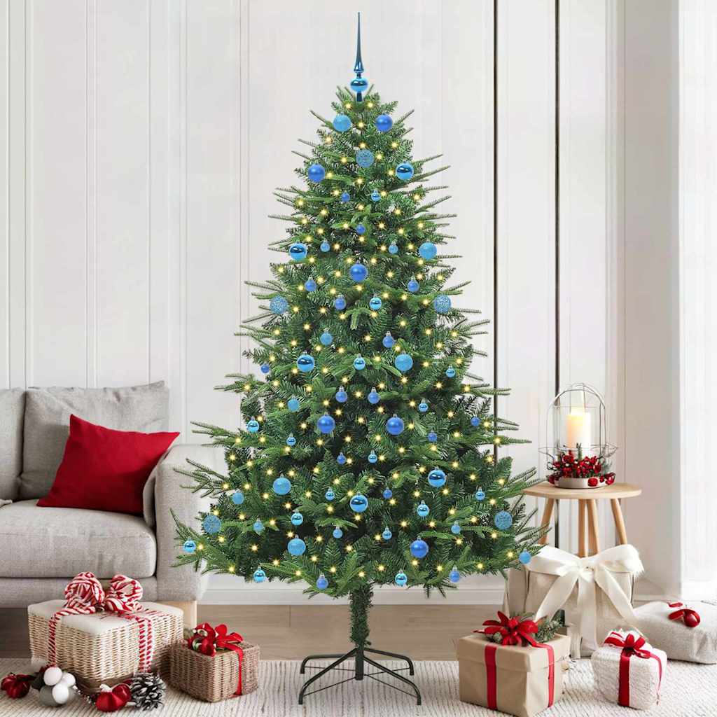 Künstlicher vorbeleuchteter Weihnachtsbaum mit Kugelset Grün