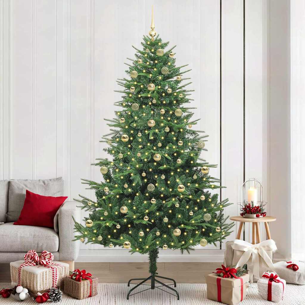 Künstlicher vorbeleuchteter Weihnachtsbaum mit Kugelset Grün