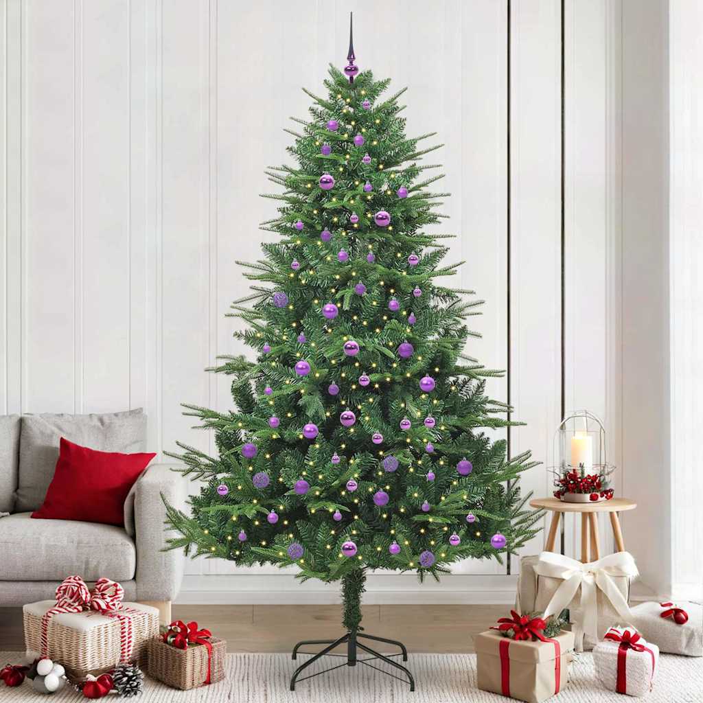 Künstlicher vorbeleuchteter Weihnachtsbaum mit Kugelset Grün
