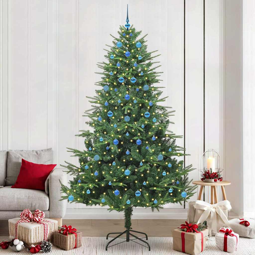 Künstlicher vorbeleuchteter Weihnachtsbaum mit Kugelset Grün