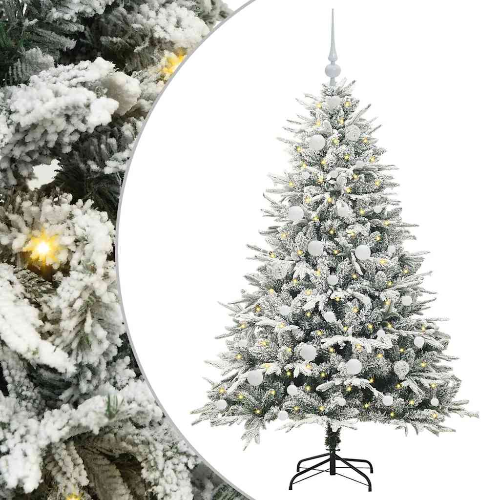 Künstlicher vorbeleuchteter Weihnachtsbaum mit Kugelset Grün
