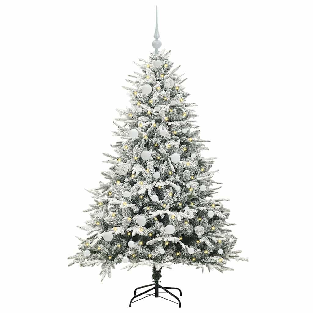 Künstlicher vorbeleuchteter Weihnachtsbaum mit Kugelset Grün