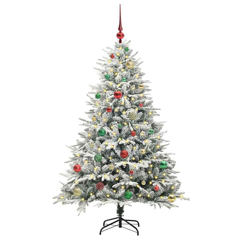 Künstlicher vorbeleuchteter Weihnachtsbaum mit Kugelset Grün