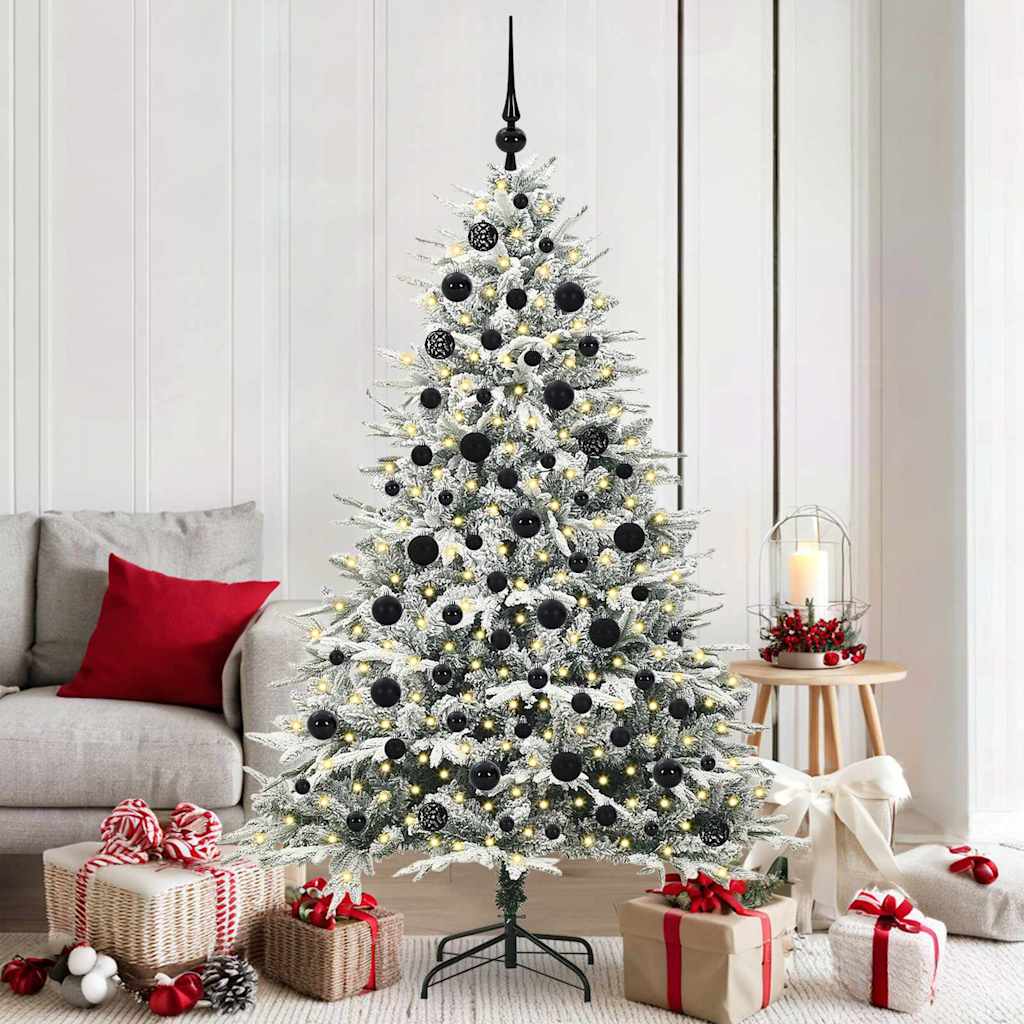 Künstlicher vorbeleuchteter Weihnachtsbaum mit Kugelset Grün