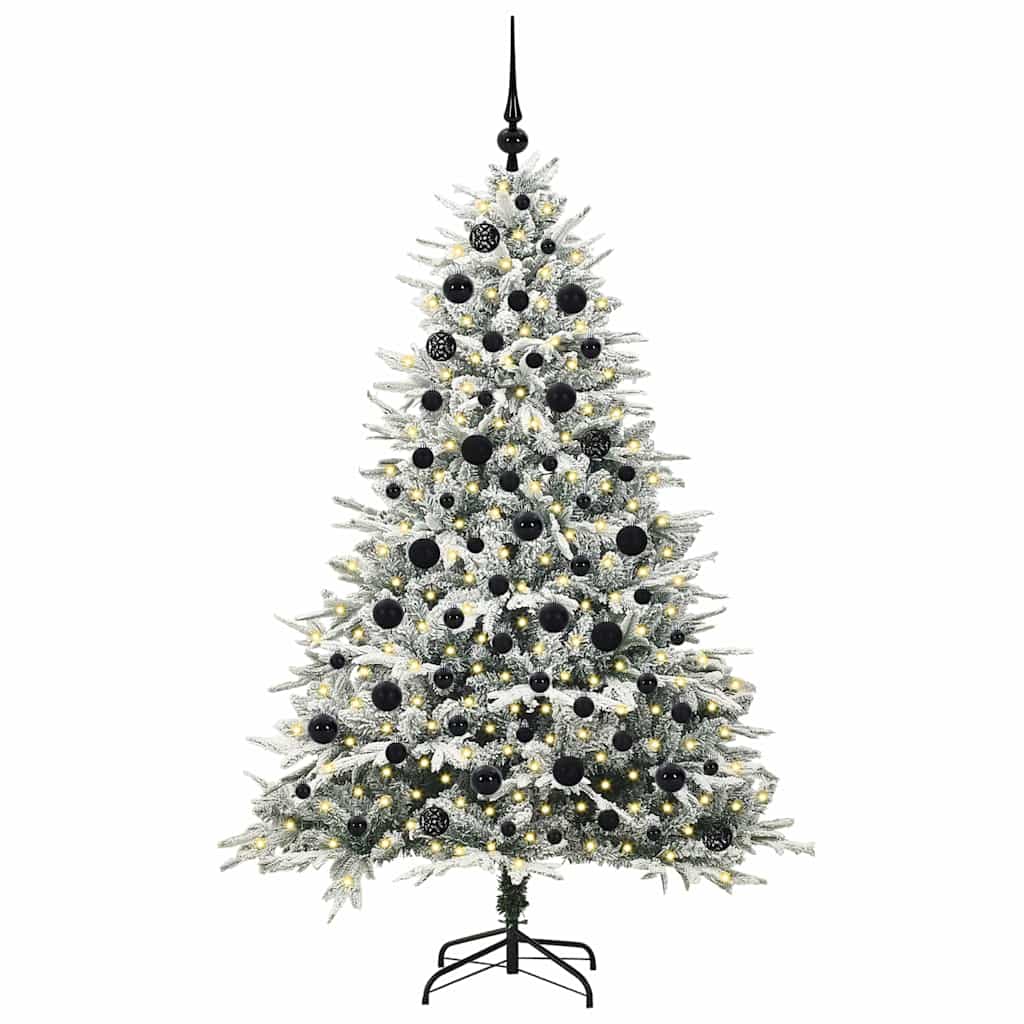 Künstlicher vorbeleuchteter Weihnachtsbaum mit Kugelset Grün