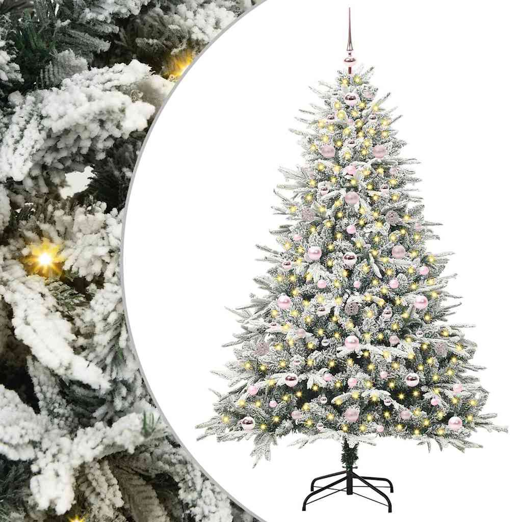 Künstlicher vorbeleuchteter Weihnachtsbaum mit Kugelset Grün