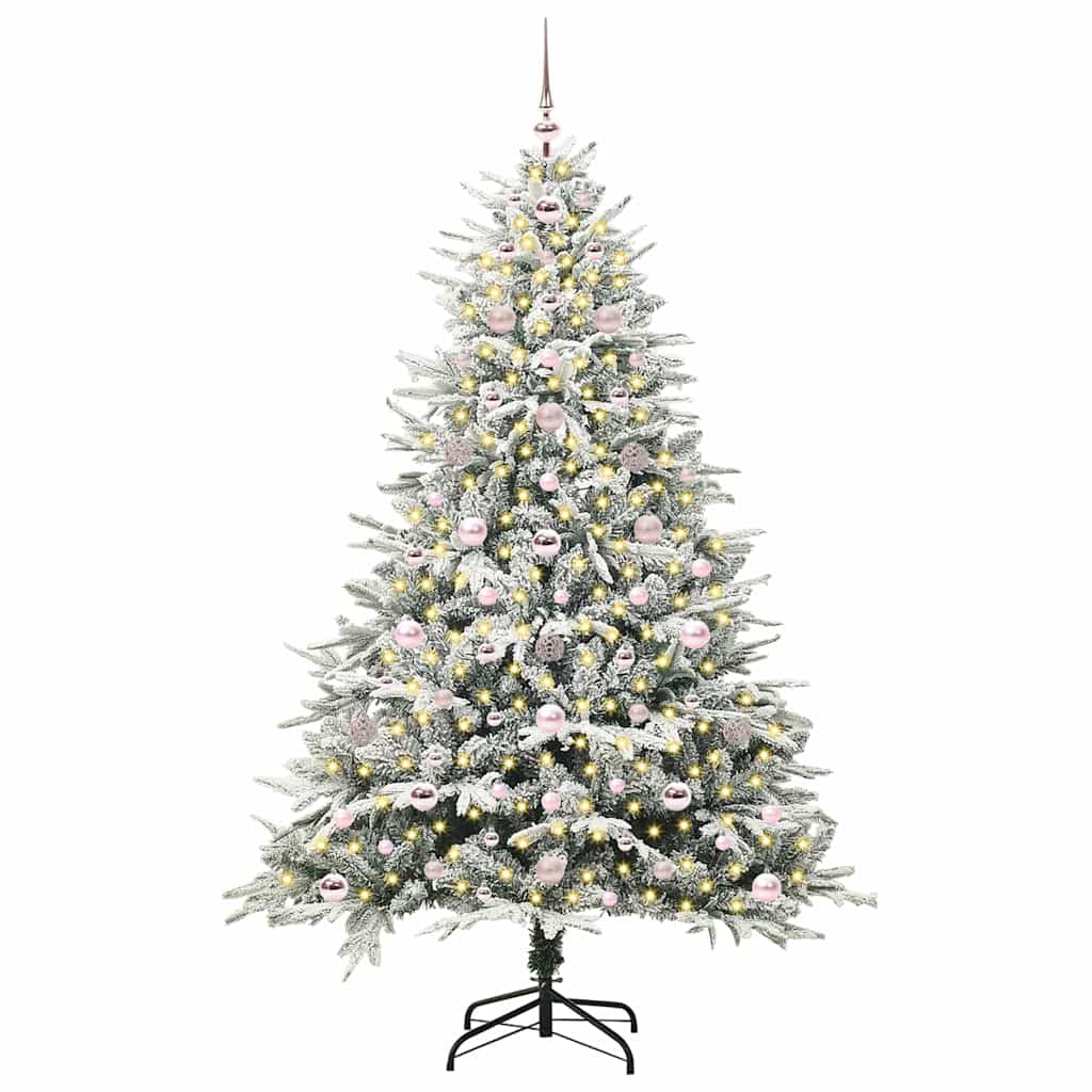 Künstlicher vorbeleuchteter Weihnachtsbaum mit Kugelset Grün