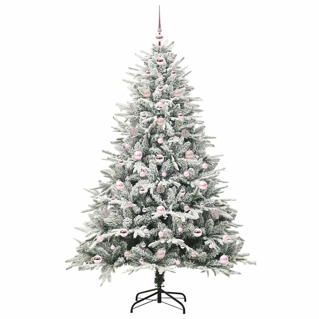 Künstlicher vorbeleuchteter Weihnachtsbaum mit Kugelset Grün