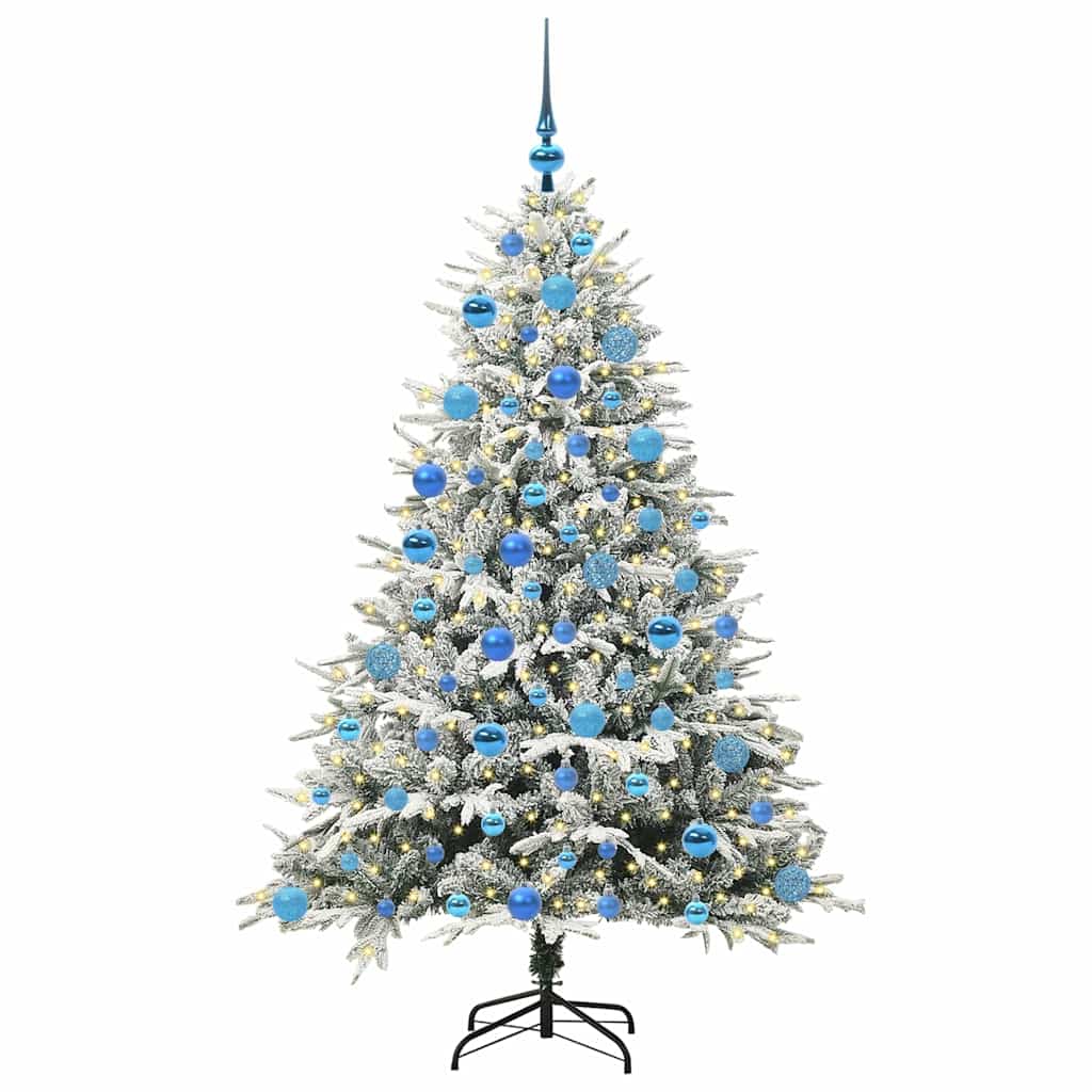 Künstlicher vorbeleuchteter Weihnachtsbaum mit Kugelset Grün