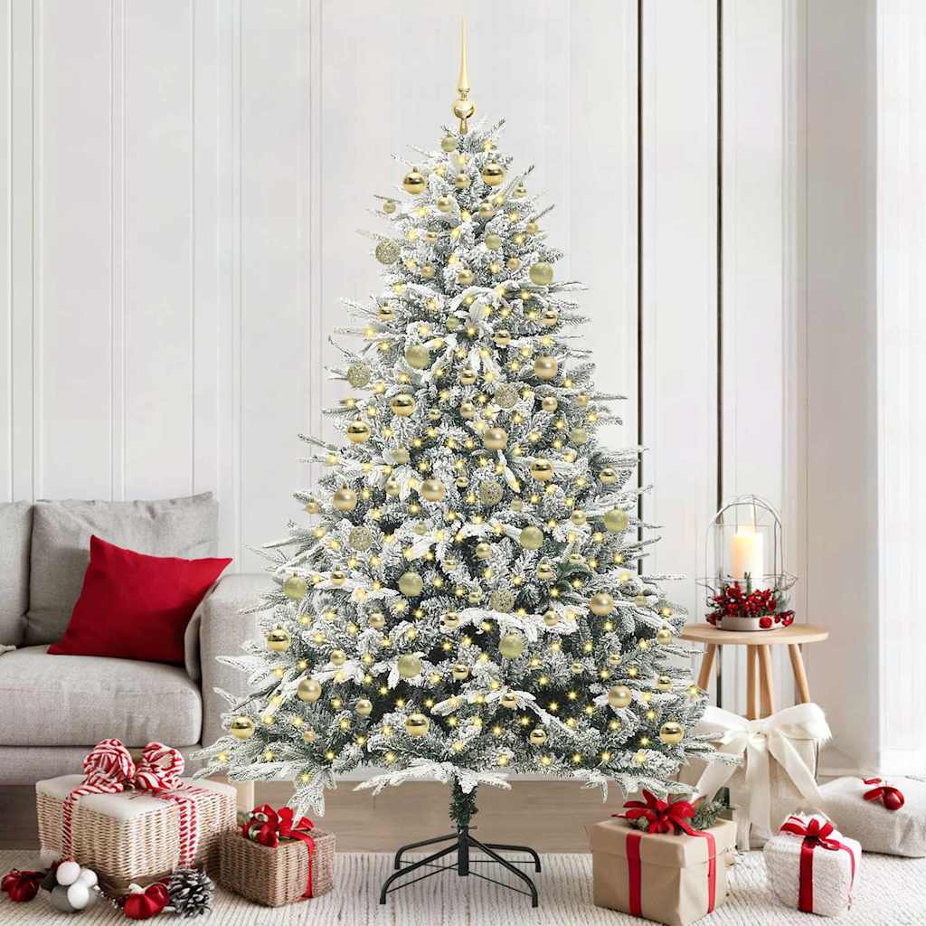 Künstlicher vorbeleuchteter Weihnachtsbaum mit Kugelset Grün