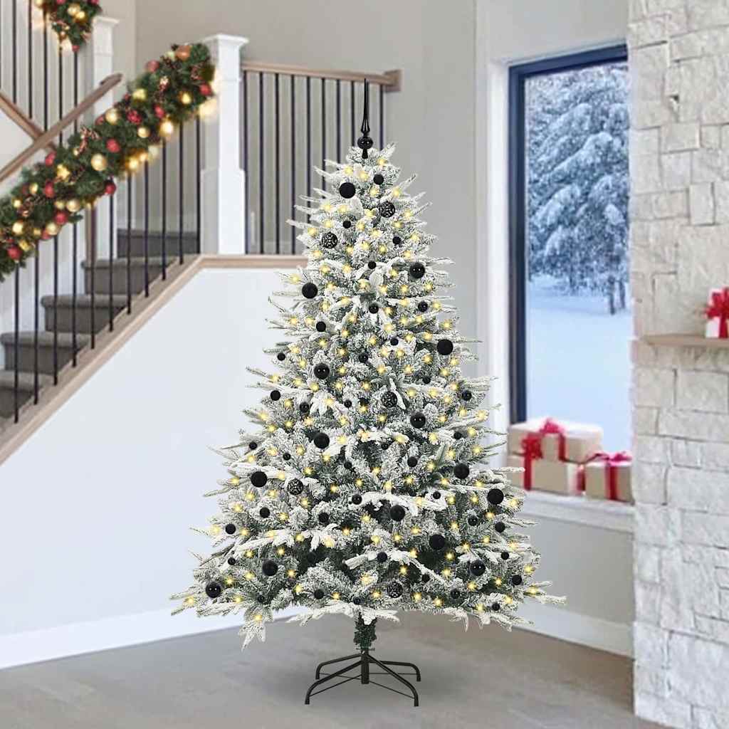 Künstlicher vorbeleuchteter Weihnachtsbaum mit Kugelset Grün